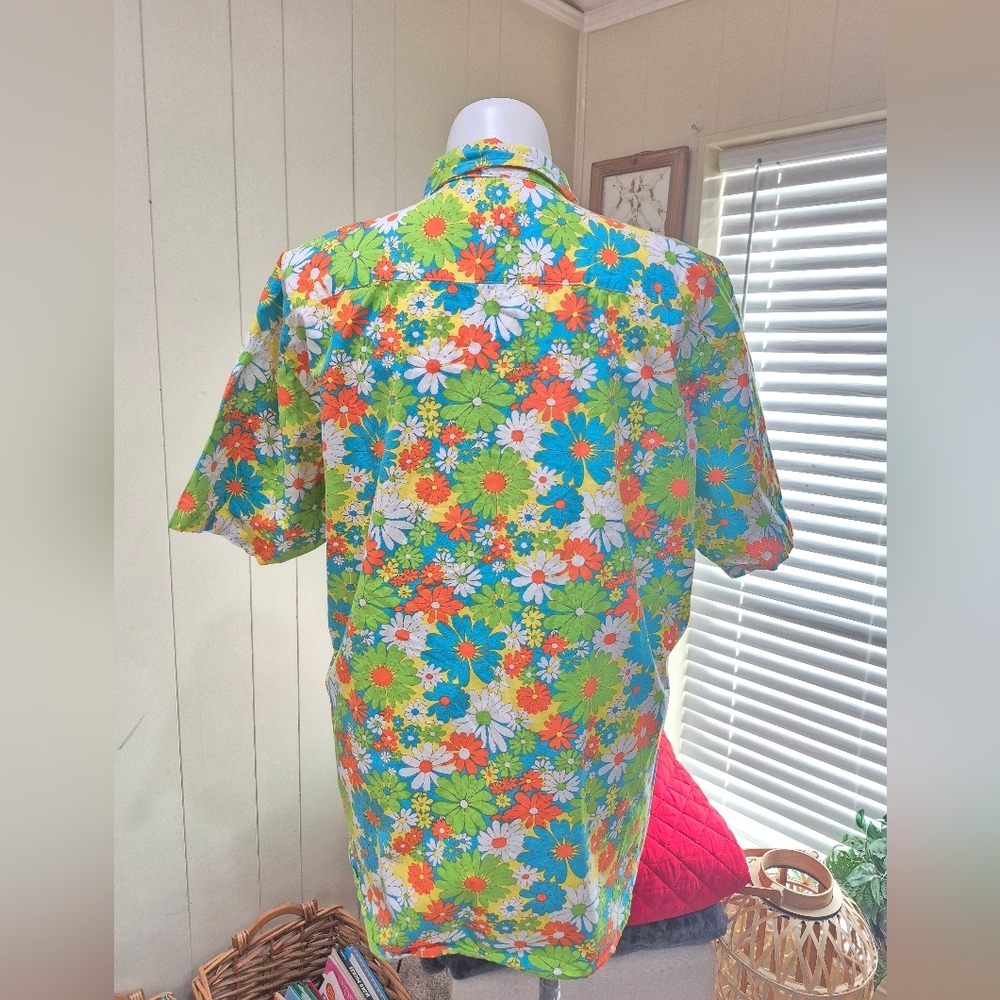 Floral Green and Orange Men's Shirt - Picture 7 of 10